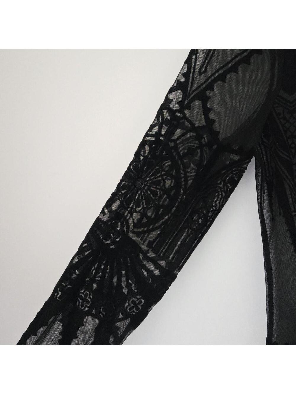 SOLD on Depop Restyle "Inverted Cathedral" Flocked Mesh Bodysuit - Picture 3 of 3